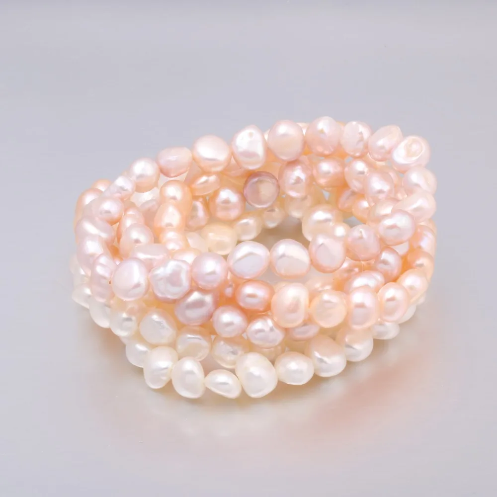 

Fashion Natural Freshwater Pearls Charms Bracelet Bangles For Women Elastic Baroque Bracelets Jewelry Gifts Fit Party 9-10mm