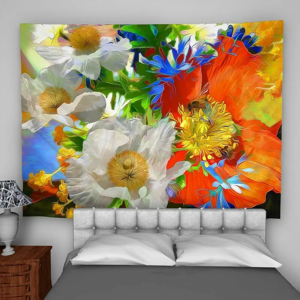 

Colorful Flower Wall Hanging Tapestry Psychedelic Bedroom Home Decoration