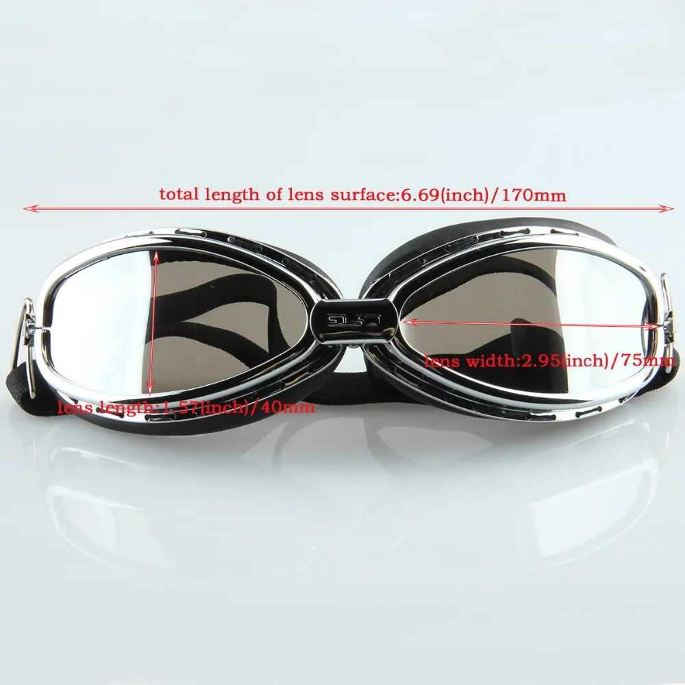 Серебряный винтажный Пилот шлем очки крейсер мотоциклетные кафе гонщик