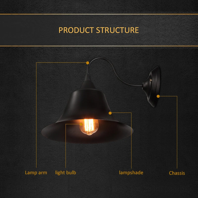Wall Lamp Vintage Industrial wall Lights balcony aisle Loft sconces E27 Indoor lighting fixtures for living room bedroom Cafe | Освещение