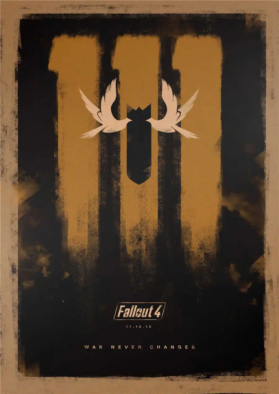 movie1 Fallout 3 4 игровой плакат Классический рисунок настенное Искусство Наклейка бумага для поделок в стиле ретро Античная живопись кафе, бар, паб домашний декор 42x30 см - Цвет: movie1