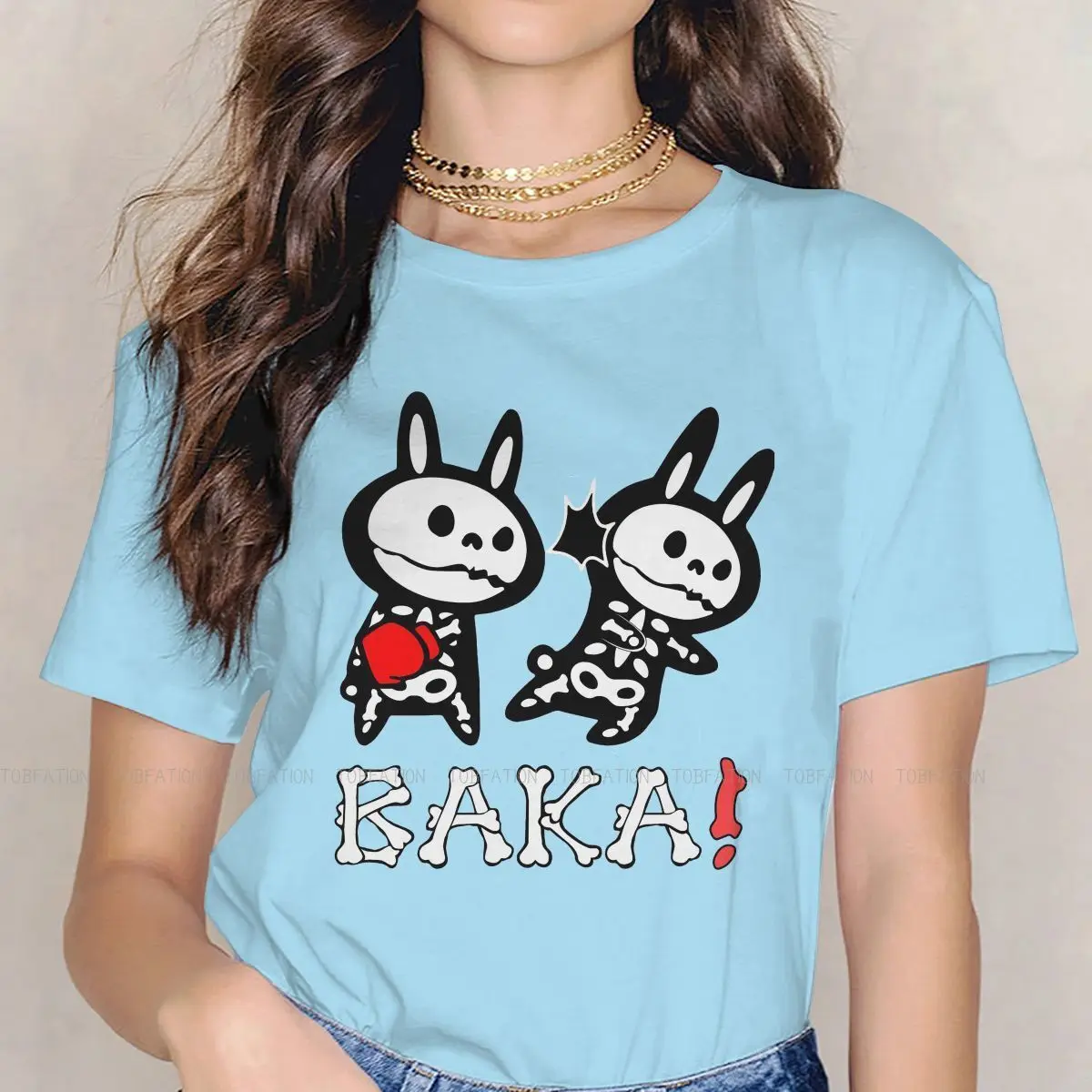 

Funny O Neck TShirt Baka Rabbit Slap Cartoon Anime Pure Cotton Classic T Shirt Woman's New Design 5XL Big Sale