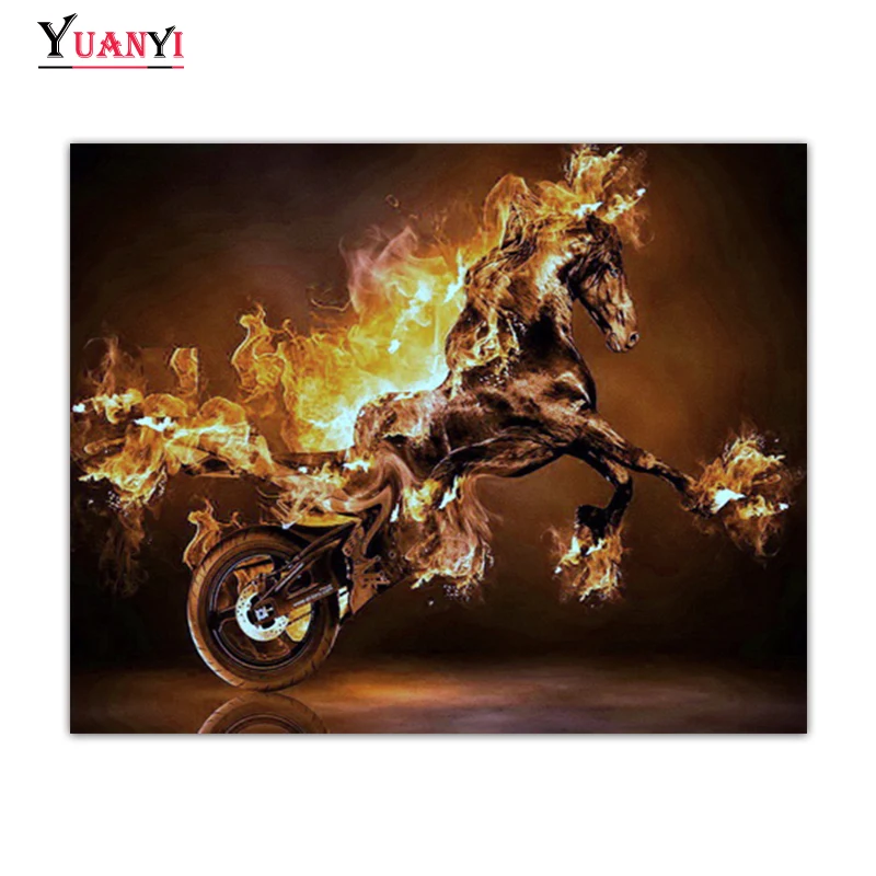 5D алмазная вышивка искусство лошадь мотоцикл домашний декор полная квадратная