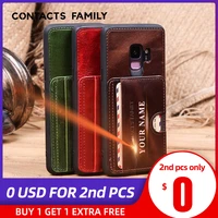 vintage leather wallet case for samsung galaxy s9 card holder pouch case for samsung s9 phone protect cover free engraving