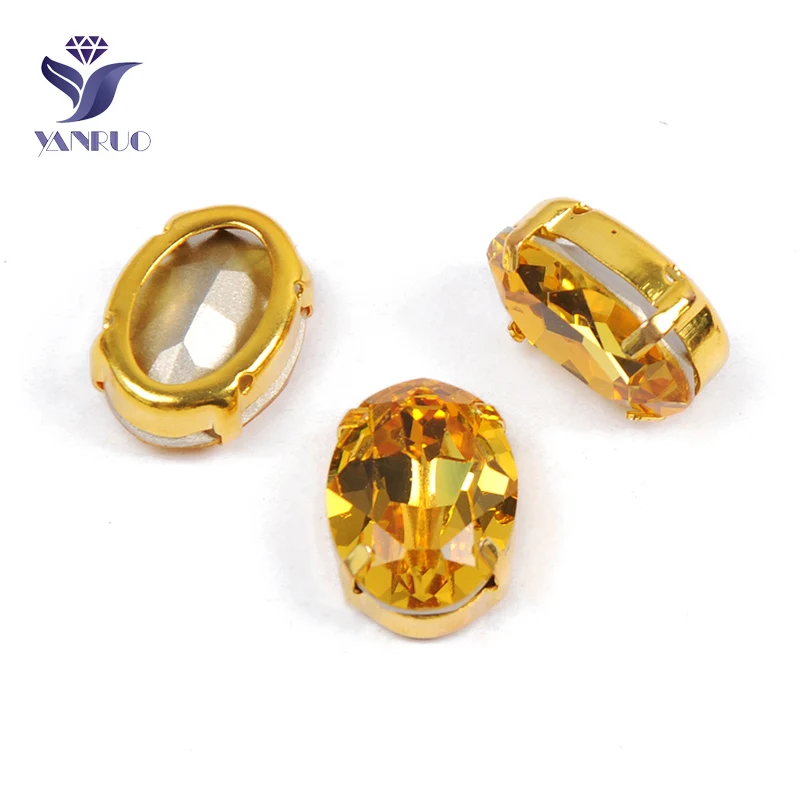Light Topaz Yanruo 4120 Овальный заостренный назад пришить стразы стеклянные изделия ручной работы камни страз стразы для поделок ювелирных изделий - Цвет: Light Topaz