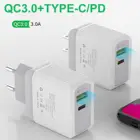 Зарядное устройство PD 18 Вт Dual USB Quick Charge 3,0 зарядное устройство для iPhone Samsung Xiaomi QC 3,0 зарядное устройство мобильный телефон зарядное устройство адаптер