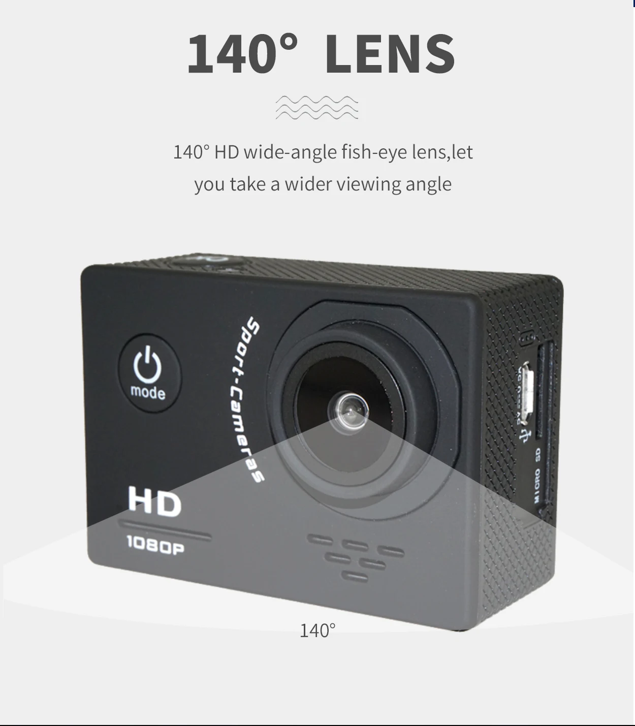 Go Pro Экшн-камера 1080P Ultra HD спортивная экшн-видеокамера s 140D Подводная Водонепроницаемая камера Автомобильная камера мини-камера