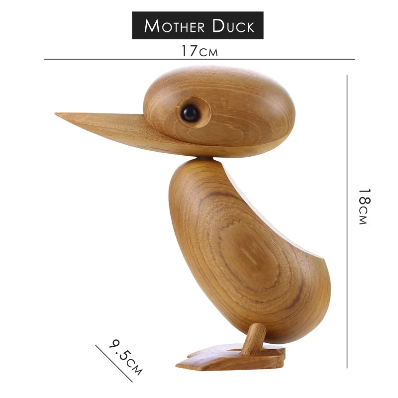 Mom Duck Нордическая дубовая деревянная утка абстрактный ТИК дерево одна пара креативная кукла прекрасный подарок Природа Дерево Животные украшения фигурки - Цвет: Mom Duck
