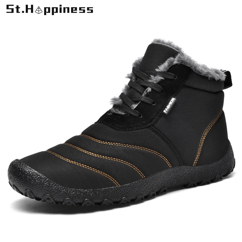 

2021 New Winter Men Boots Fashion Waterproof Plush Warm Snow Boots Outdoor Non Slip Casual Keep Warm Ankle Boots Big Size