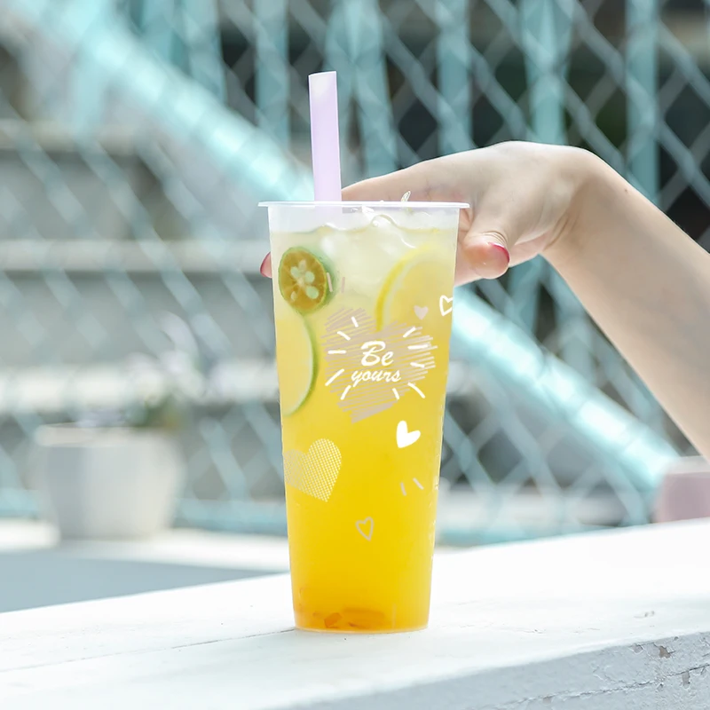 50pcs Thickening pp injection frosted transparent milk tea juice cup 9cm caliber 500ml 700ml disposable coffee with lid | Дом и сад