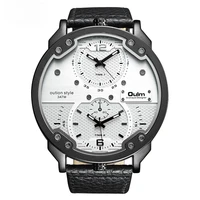 oulm oulum mens watch large dial quartz watch cool fashion double time zone belt watch popular men watch