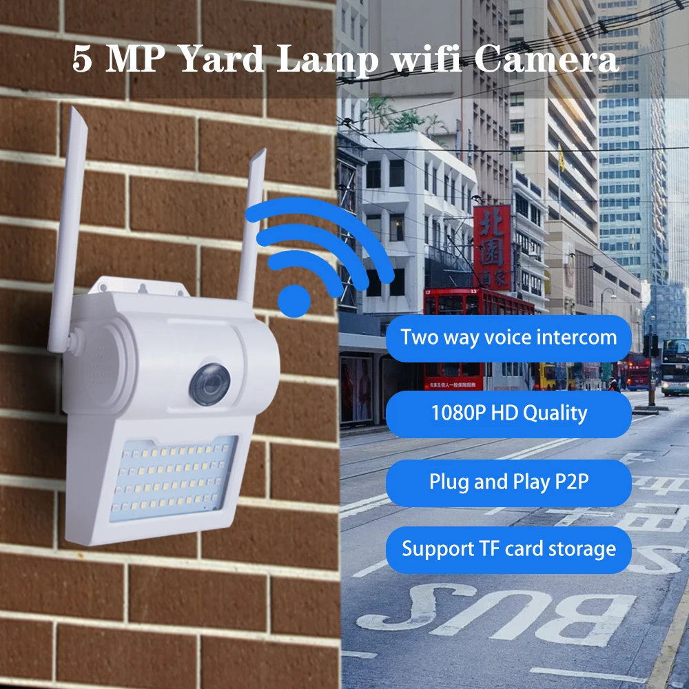 

Беспроводная настенная камера видеонаблюдения, 5 МП, 1080P, поддержка Wi-Fi, P2P, Onvif, 64 ГБ, SD-карта, двухстороннее аудио