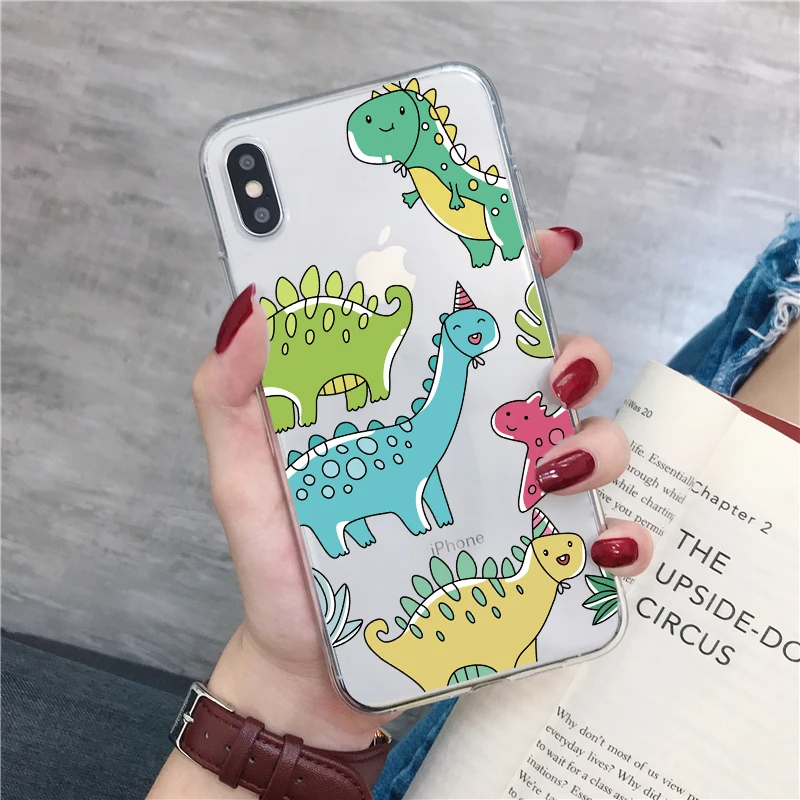 Милый чехол для телефона с динозавром iphone 11 Pro Max XR XS 7 8 6 6s plus 12 mini SE 2020 прозрачная