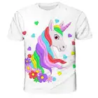 Милая Детская футболка с единорогом, новинка 2021, забавная летняя мультяшная 3D футболка для мальчиков и девочек, детская одежда унисекс с короткими рукавами