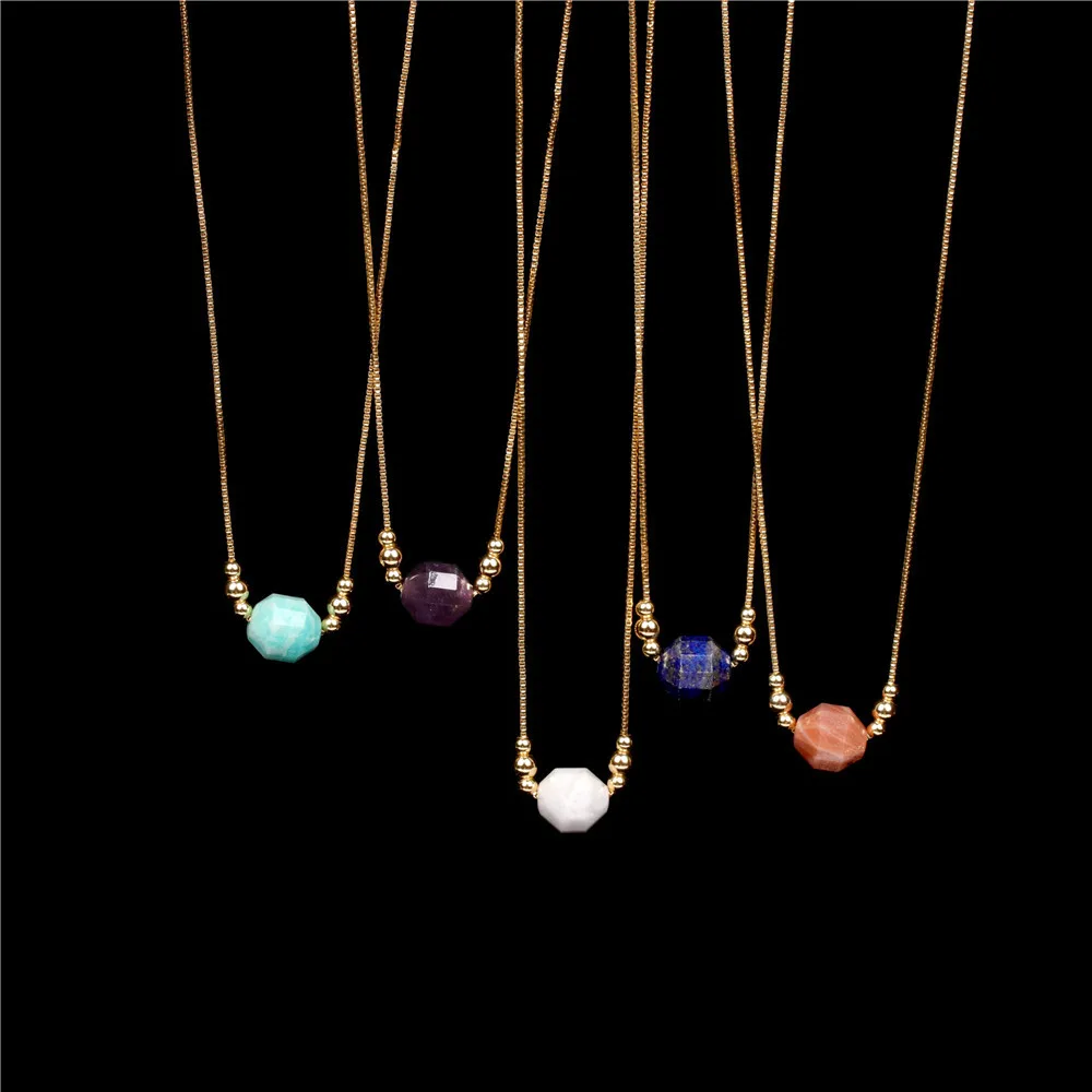 

Vintage Bohemian round bead Pendant Necklace for Women Geometry crystal Chain necklace Jewelry Wholesale Jewelry Bijoux gift