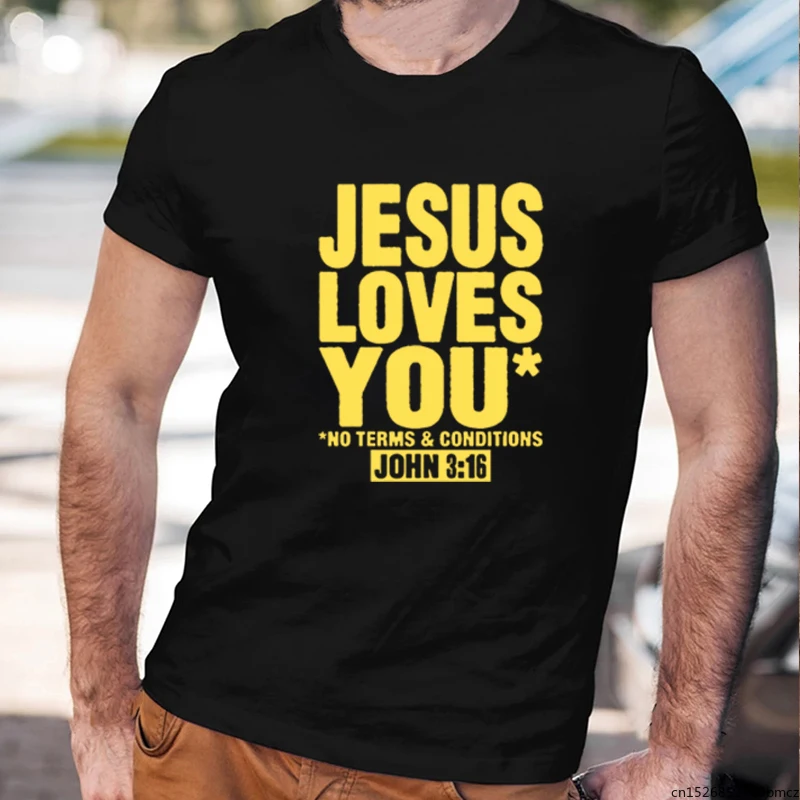 

Футболка мужская с надписью «Иисус люблю тебя христианская вера», короткий топ, хипстерская уличная одежда, черный и белый цвета, на лето