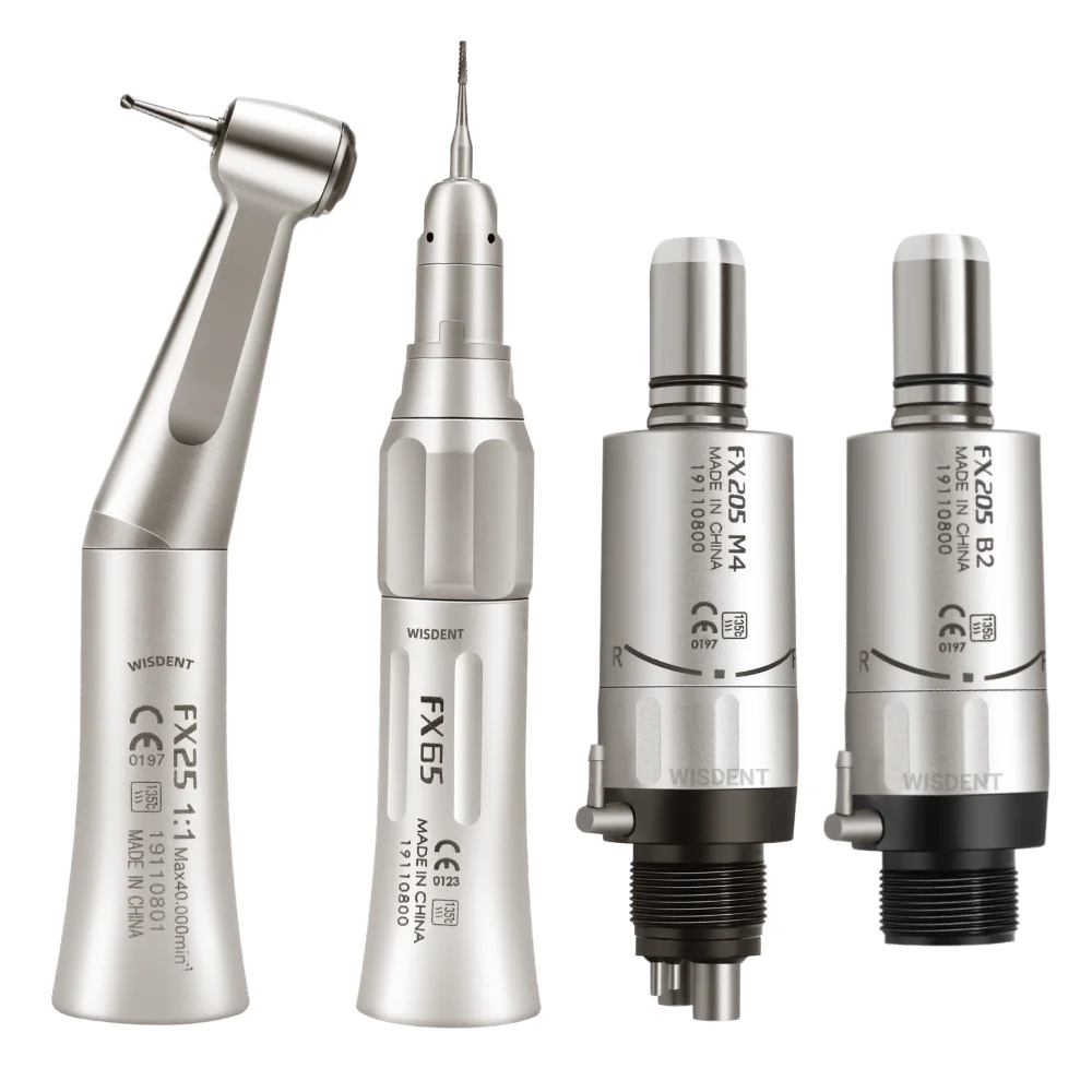 

Dental Surgical Low Speed Handpiece Kit Dentistry Contra Angle Straight NoseCone Air Motor Fx Series 2/4 Holes Push Button Head