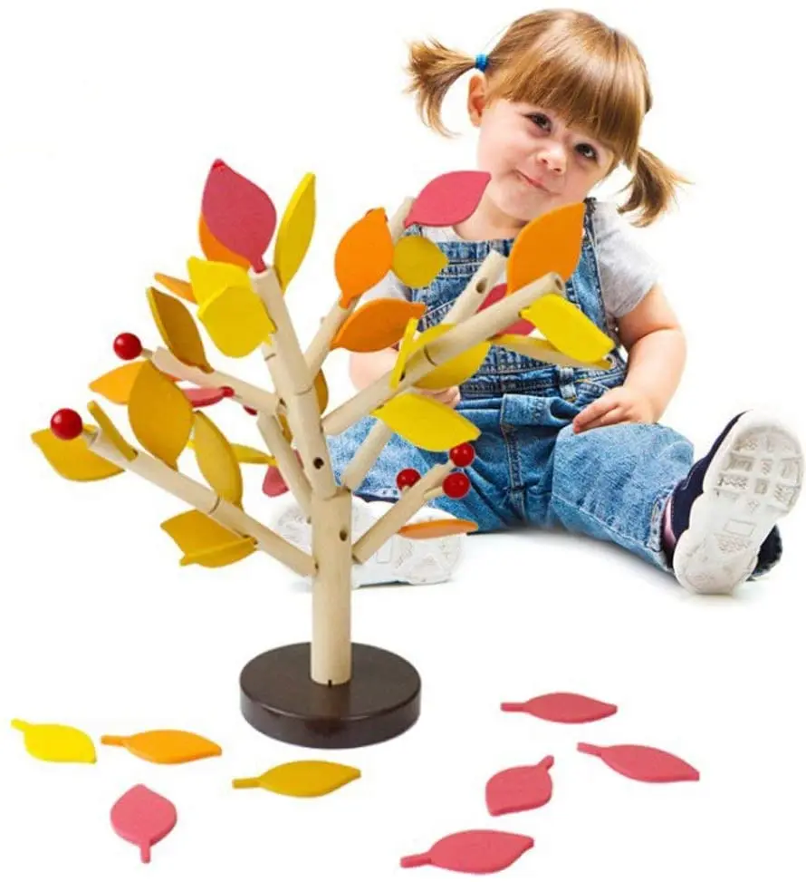 

Creative wooden building blocks tree set for preschool boys and girls DIY learning education 3D wooden assembly toys