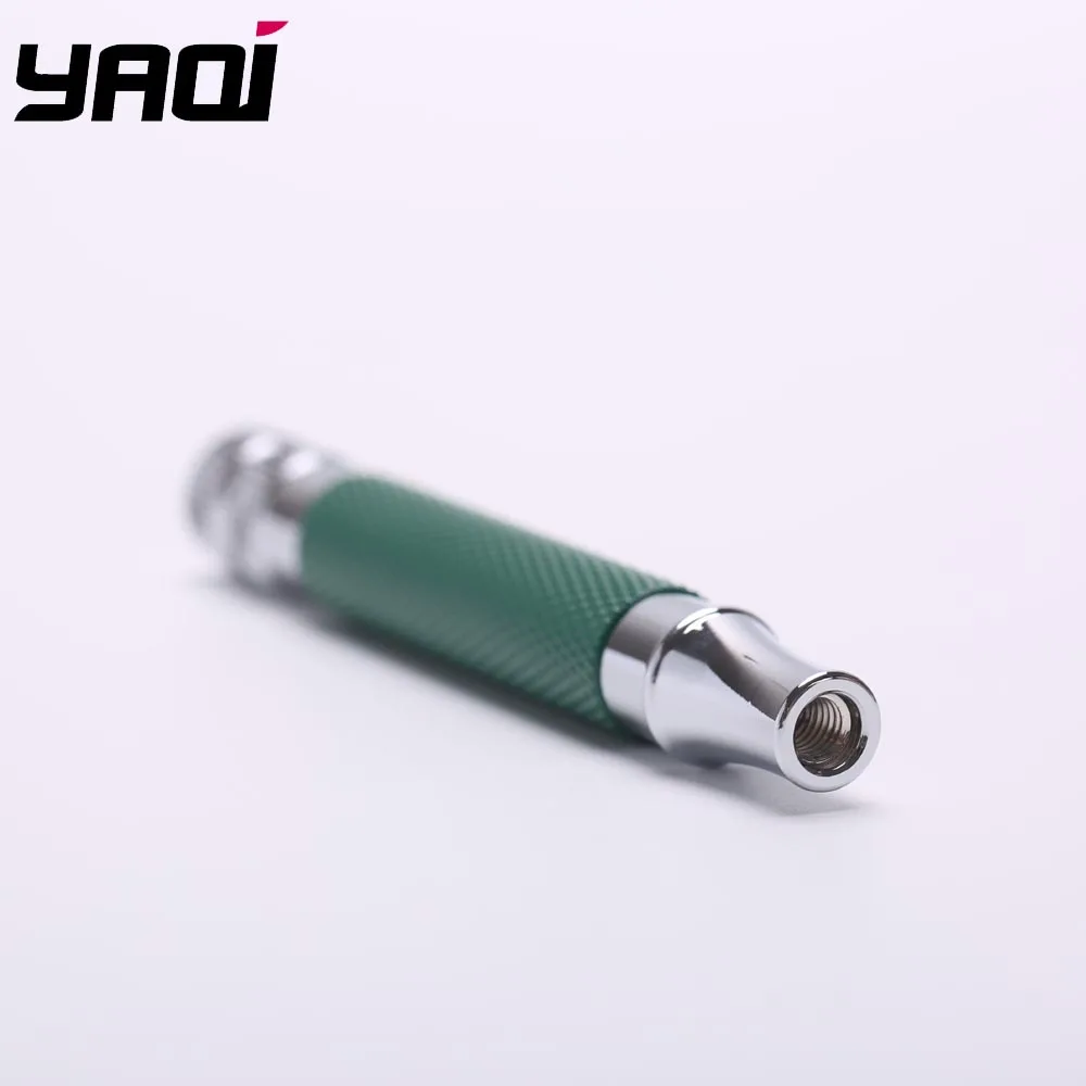 Безопасная ручка для бритвы из латуни цвета зеленый и хром в бутылке Yaqi|Бритва| |