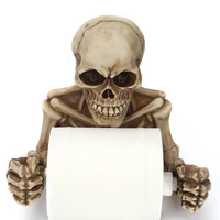 creative skeleton skull wall hanging toilet paper holder resin craft skeleton shape sculpture tissue storage bath accessories