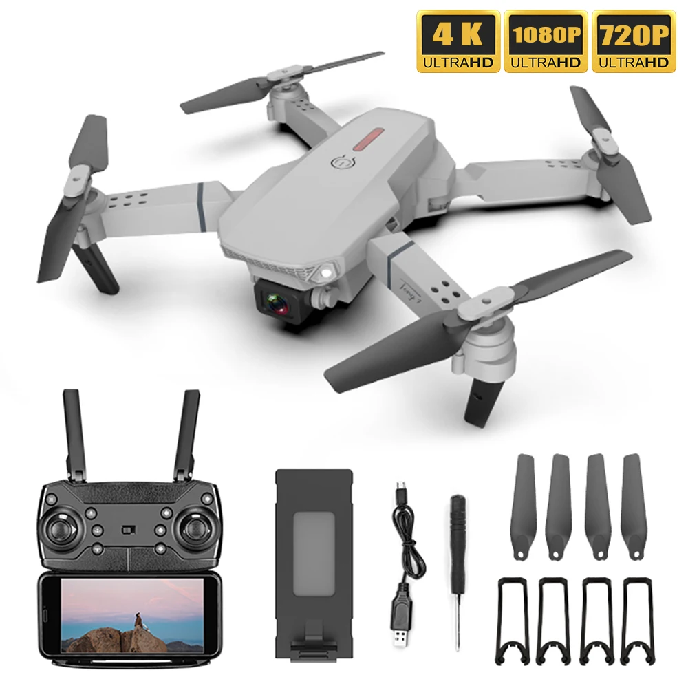 

E88 WIFI FPV Drone With Wide Angle HD 720P/1080P/4K Camera Foldable Altitude Hold Durable RC Quadcopter Aircraft Selfie Drone