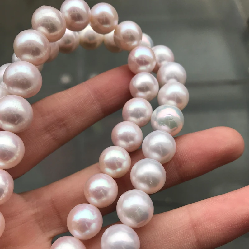 

Freshwater Pearl necklace Round shape with Size 11-12mm perfect luster for Jewelry DIY loose pearl strands
