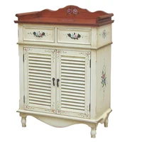 Modern simple solid wood shoe cabinet door painted household porch cabinet  European style living room partition cabinet