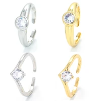 eyika elegant simple single zircon crystal adjustable rings gold silver color women wedding engagement jewelry costume accessory