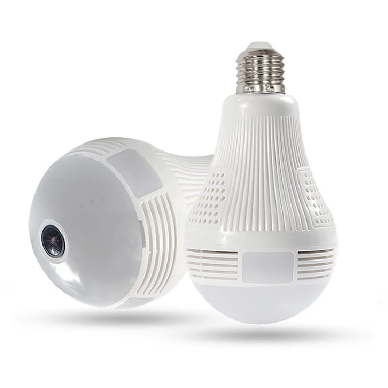 

LED Light 960P Wifi Camera 360 Panoramic Home Security WiFi CCTV Fisheye Bulb Night Vision Two Way o (64G)