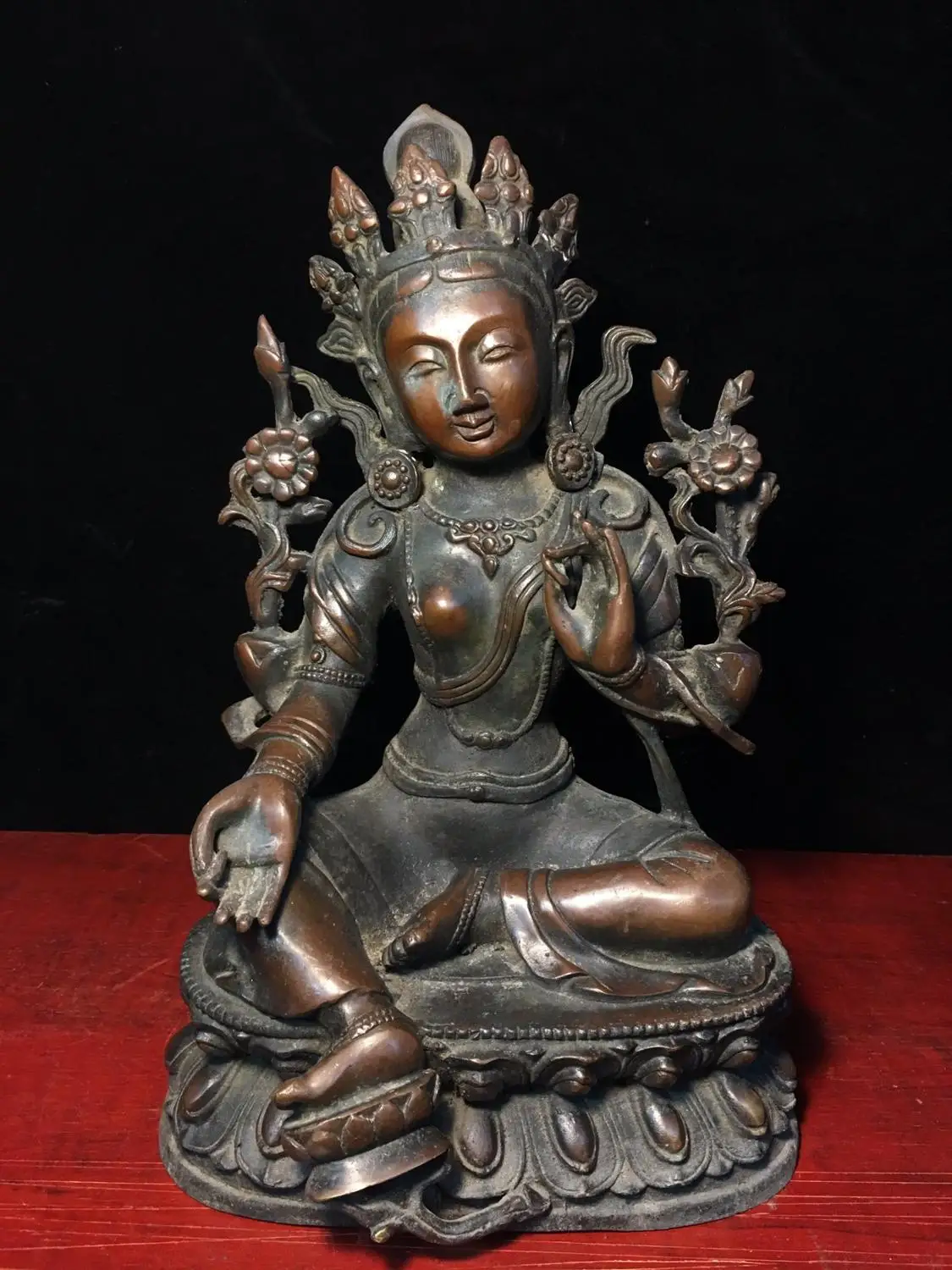

Фотостатуя Будды Avalokitesvara, яркая Бронзовая статуя, 14 дюймов