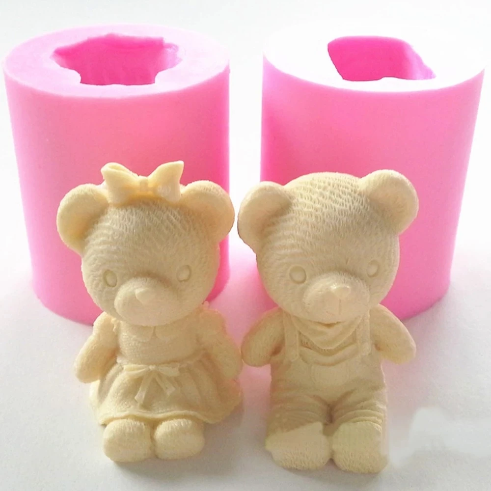 

Cute Bear Boy Girl Silicone Soap Mold Fondant Cake Decorating Tools Sugarcraft Cake Chocolate Mold Gum Paste Candle Moulds 2022