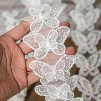white beaded butterfly lace ribbon embroidery fabric 457cm wide for wedding dress decorative sewing diy crafts supplies 1yard