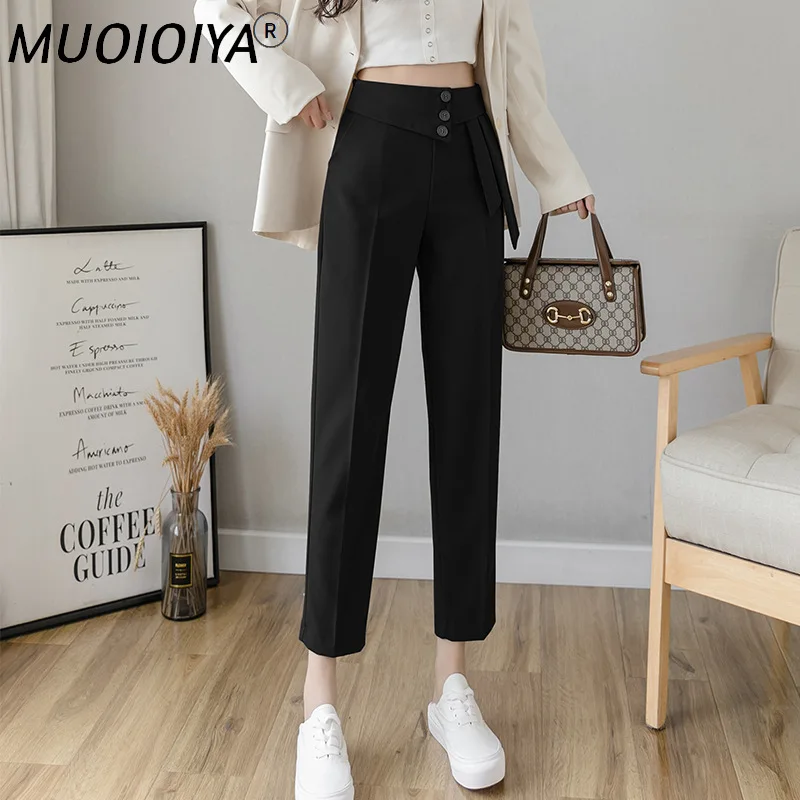 

Брюки-Капри женские с завышенной талией, офисные брюки-карандаш, рабочая одежда в Корейском стиле, черные коричневые, весна-осень