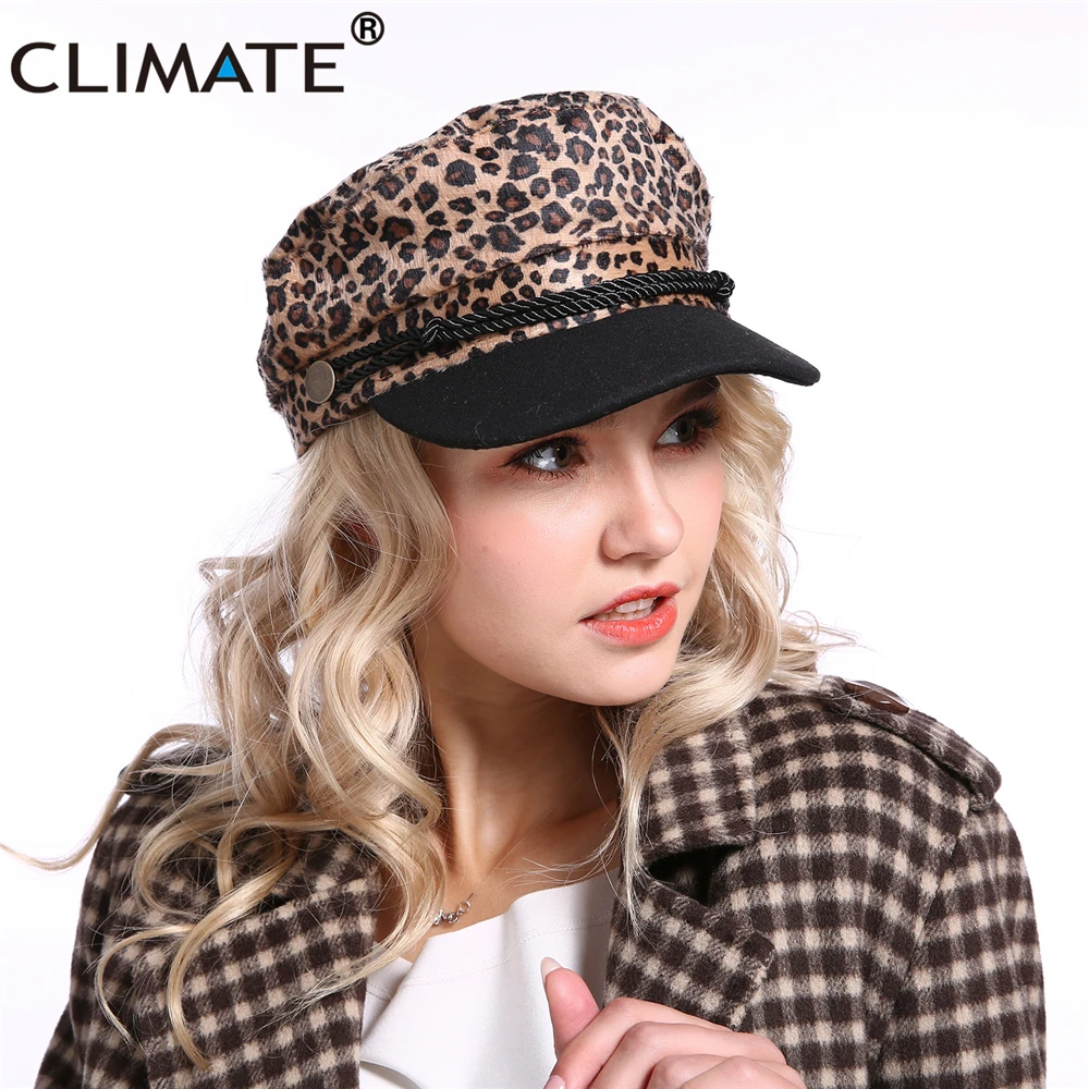 

CLIMATE New Fashion Women Cap Cool Army Leopard Hat Women Sailor Navy Cap Hat Fashion Military Marine Hat Caps for Woman Girls