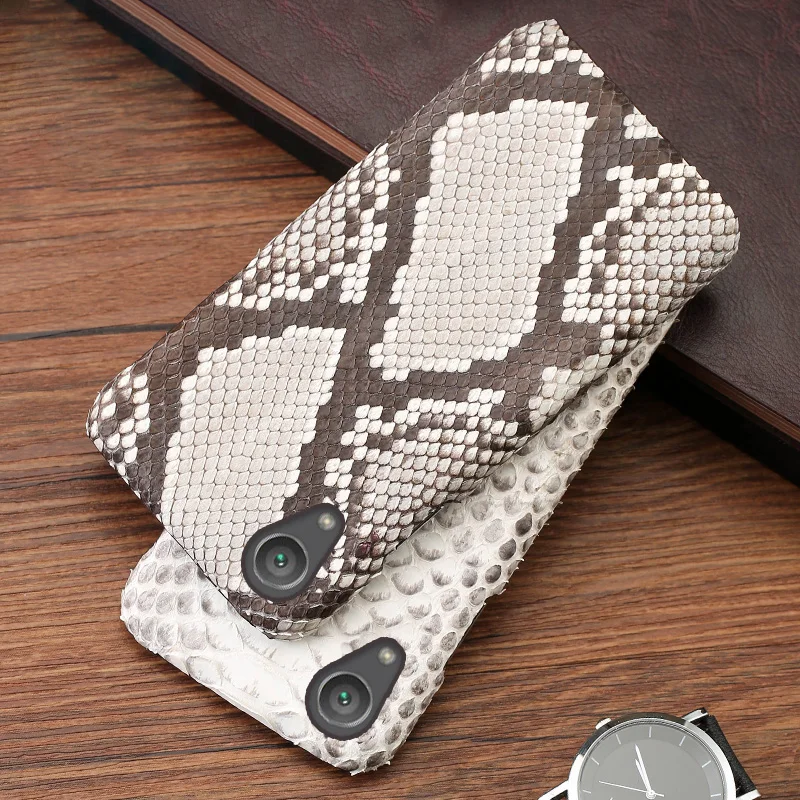 

Leather Phone Case For Sony Xperia XA XA1 XA2 XA3 Ultra Z2 Z3 Z4 Z5 XZ XZ1 XZ2 Premium XZ3 XZ4 X 5 8 10 Plus Natural Python Skin