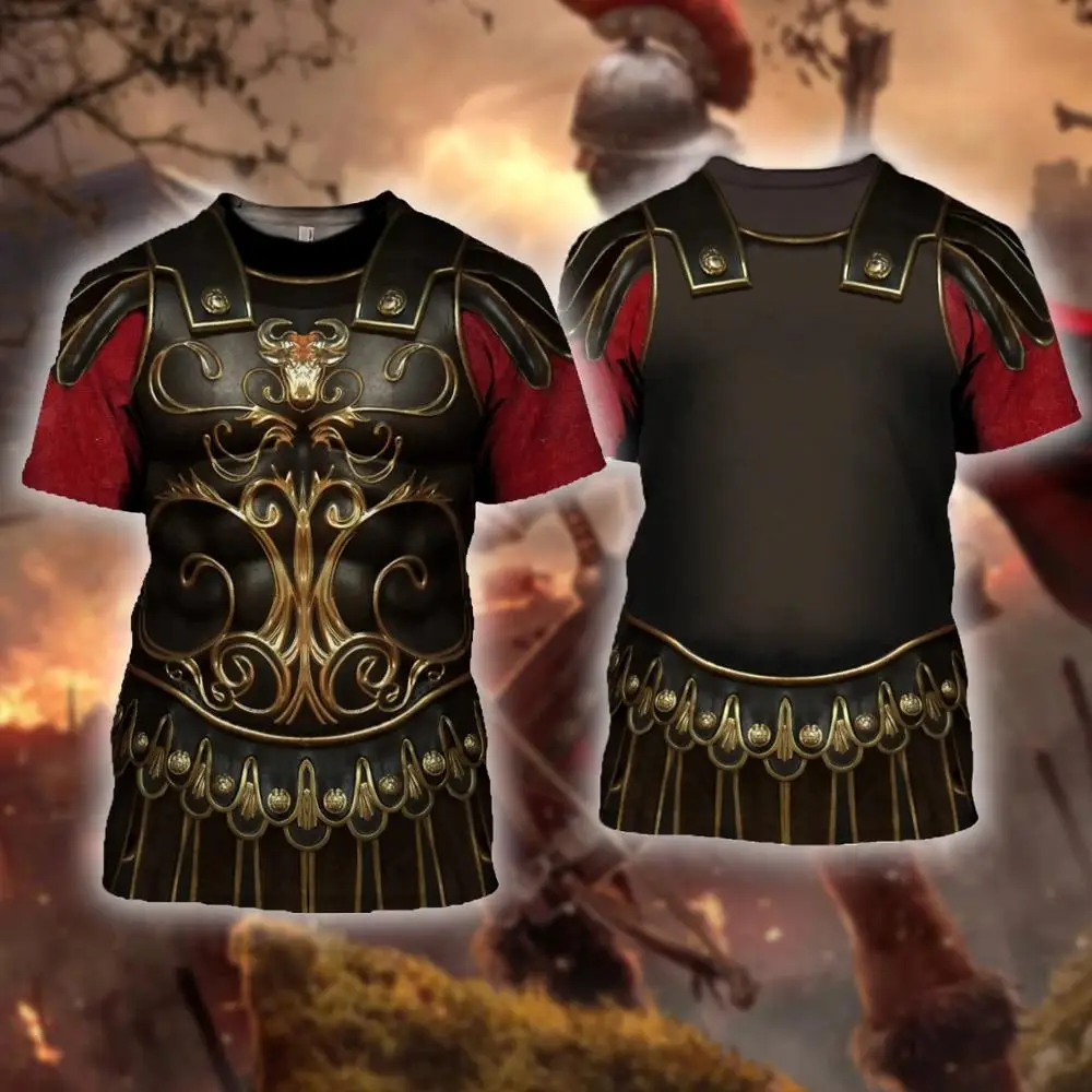 

Camiseta con estampado 3D de armadura de caballero, camisa de manga corta de cosplay, divertida, de Halloween, de verano, envÃ­o