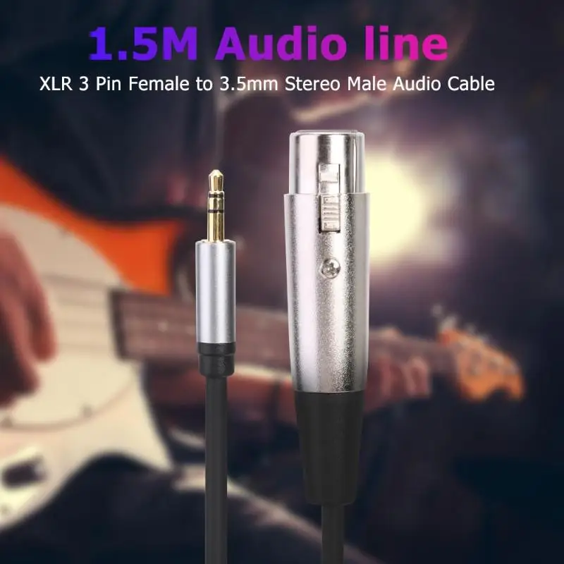 Audio Line XLR 3 Pin Female to 3.5mm Stereo Male Gold Plated Smooth Connection Prevent Corrosion Cable fWire or Mic Mixer | Электроника