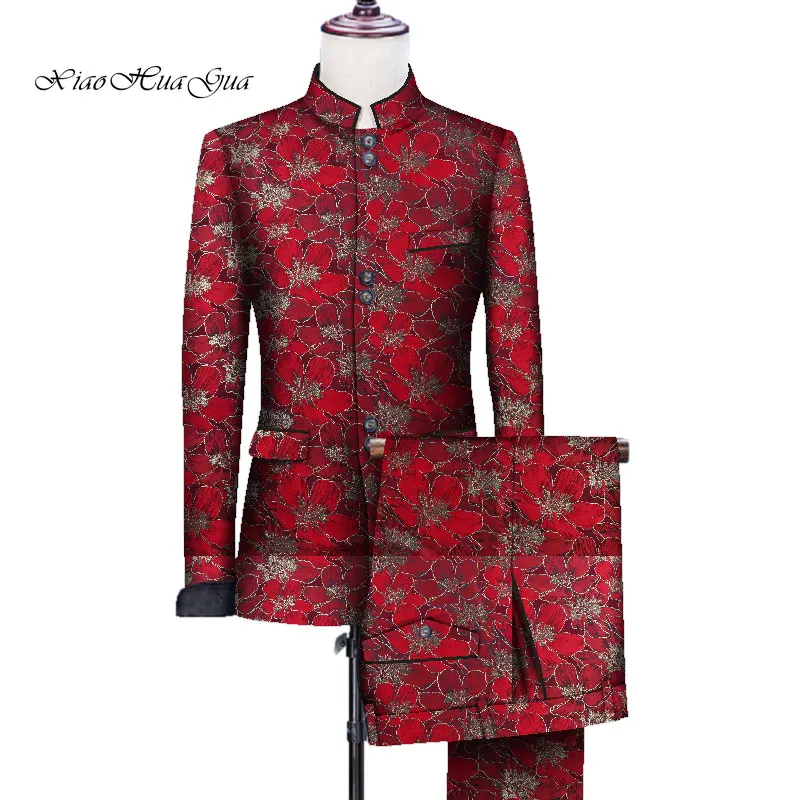 С принтом и вышивкой для мужчин в африканском стиле Комплекты фут деловые