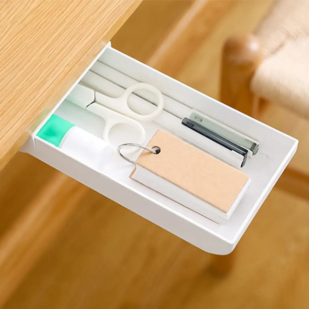 

Table Storage Box Innovative Large Capacity Drawer Self-Adhesive Table Bottom Pen Holder Organizer for Office School Home Desk