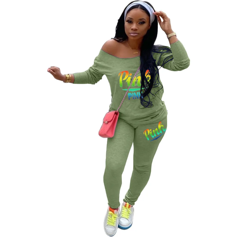 

Letter Pink 2021 Hot Sale New Design style Women Casual Clothing Sweatwear Sweet Sexy Fashion Soft Good Fabric cool soft P1006