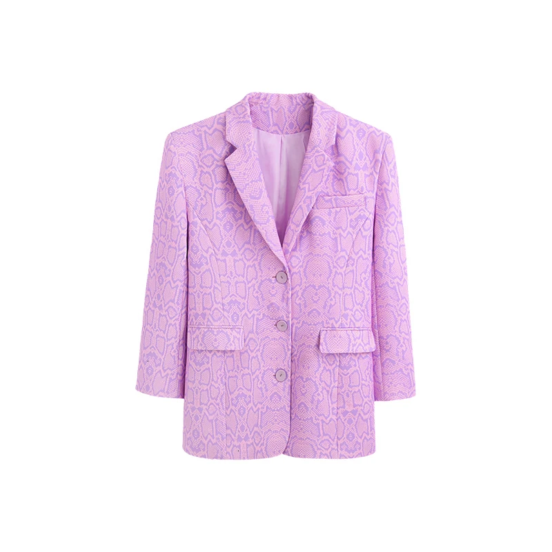 

Elegant Print Women's Blazer Notched Long Sleeve Pocket Female Blazers Autumn Large Size Fashion New Clothing
