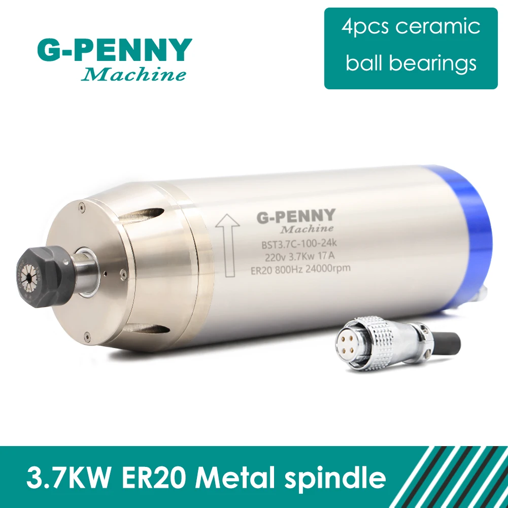 3.7KW металлический рабочий шпиндель ER20 1.69Nm используется для нержавеющей стали