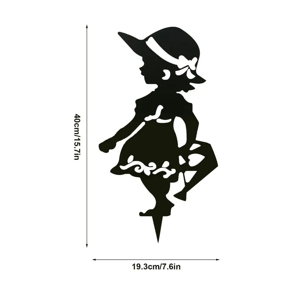 

3D Boy Girl Silhouette Garden Stake Yard Art Decor Children's Day Dwarf Doll Cartoon Art Small Ornaments Plug-in Garden Decor