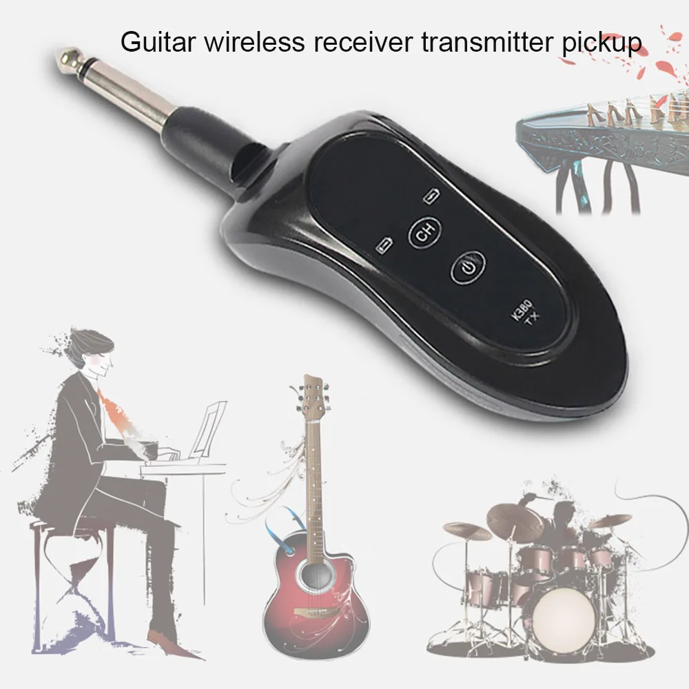 

Wireless Guitar Transmitter Receiver Set LED Dual Screen Digital Display Guitar Pickup System for Bass Mixer Music Instruments