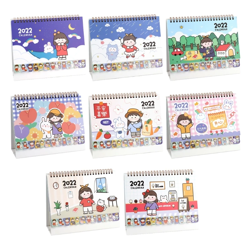 

Cartoon Monthly Desktop Calendar Home Decoration Flipping Calendar Ruled Page for To-do List Gift for student Women Girl