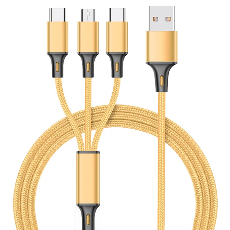 Data Line 3 in 1 cable For Android iphone Type-c Mobile Phone Multi-function Usb One Dragging Three Charge Cable | Мобильные