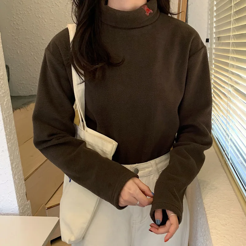 

Fall / winter 2020 new style lamb wool and cashmere half high collar versatile bottoming shirt long sleeve T-shirt fashion