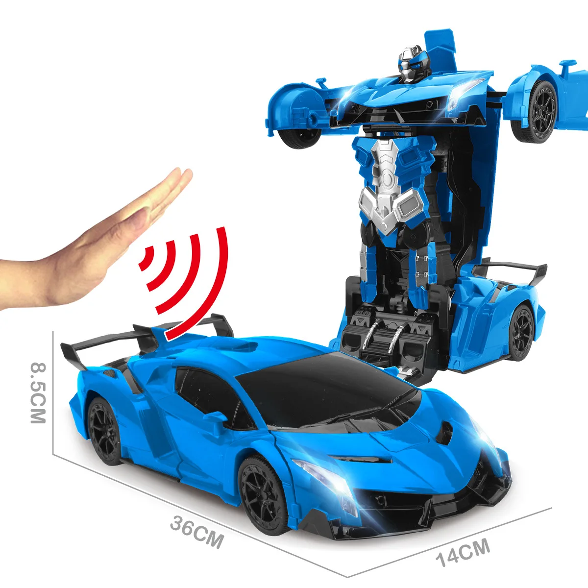 

36CM 2.4Ghz Induction Transformation RC Robot Car 1:12 Deformation Remote Control Toy Led Fightint Robot Model Gift for Children