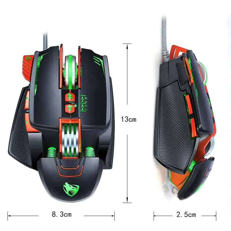 Профессиональная игровая мышь 8D 3200 точек/дюйм регулируемая Проводная оптическая