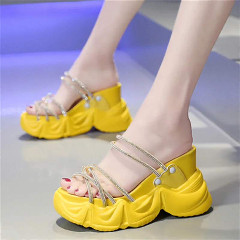 

Fashion Women Chunky 8cm Wedge Sandals Summer Platform Beach Open Toe Woman Slippers Soft Comfortable Thick Sole Casual Slides